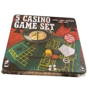 Cardinal 5 in 1 Casino Games Set Roulette,Poker, Black Jack, Craps, Dice New